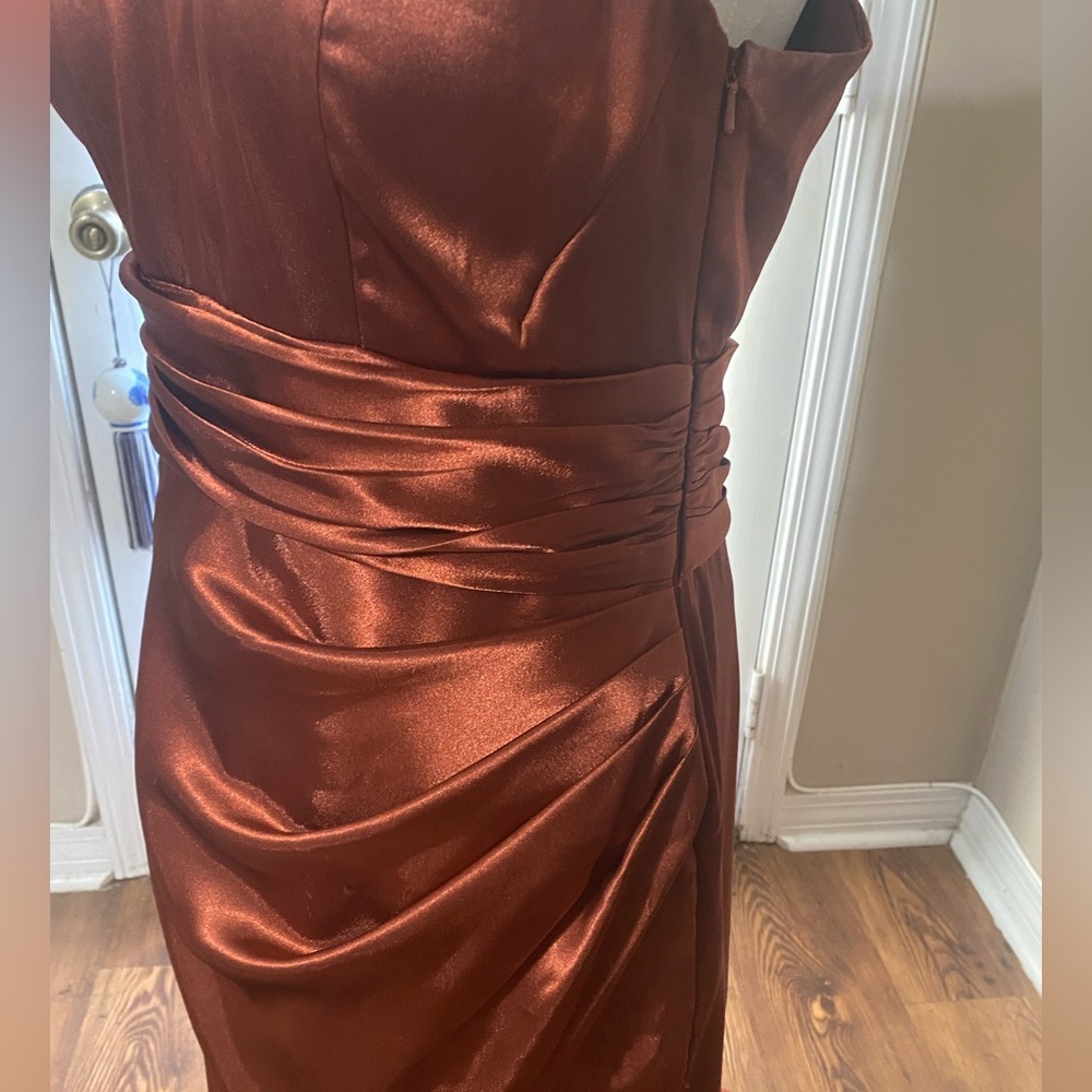 Galina Signature Cinnamon Rust Brown Formal Dress Train Prom Size 10 - Picture 4 of 14